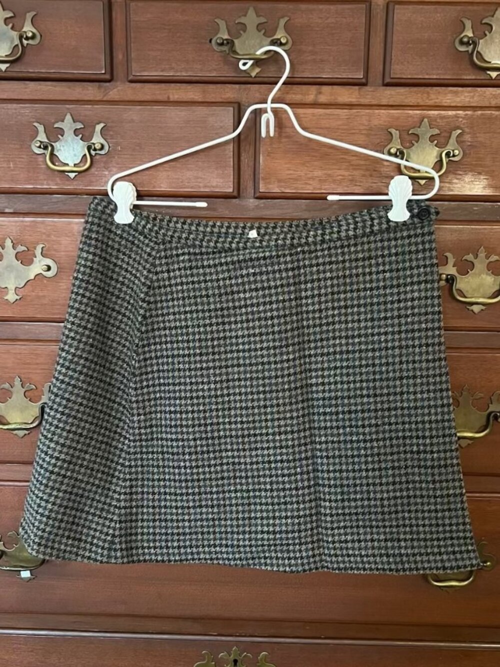 90's Vintage J.Crew Wool-blend houndstooth mini wrap skirt, size 16